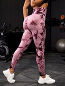 Calça fitness toie dye europeia e americana em pêssego
