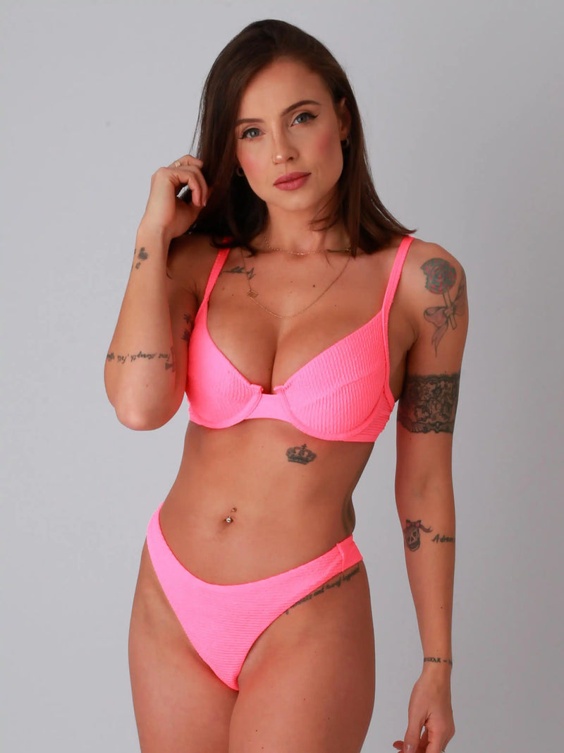 BIQUÍNI CANELADO ROSA CORAL