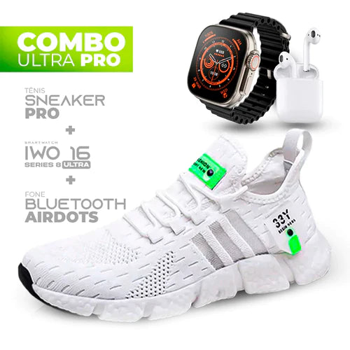 (ÚLTIMO DIA) Tênis SneakerPro + IWO Series 8 Ultra + Fone AirDots Bluetooth - COMPRE 1 LEVE 3