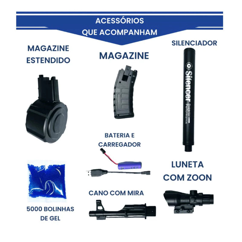 Arminha de gel elétrica, ak47 bolinhas de gel com oculos de brinde,barato