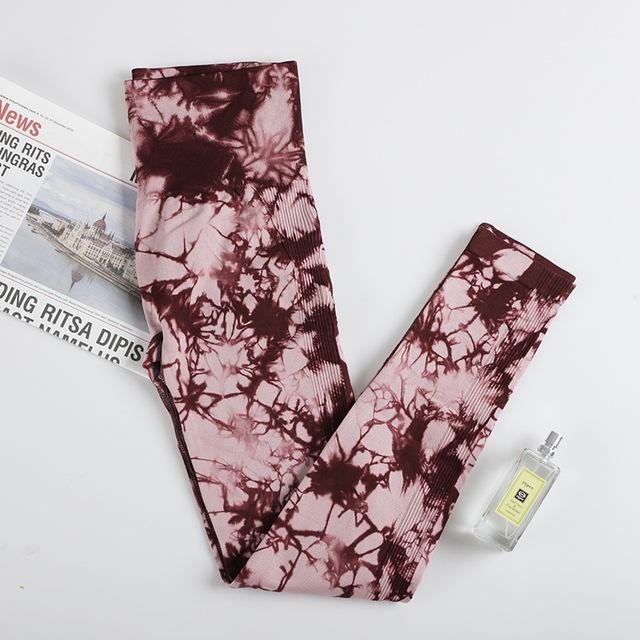 Calça fitness toie dye europeia e americana em pêssego
