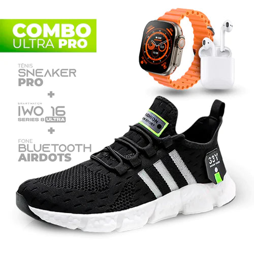(ÚLTIMO DIA) Tênis SneakerPro + IWO Series 8 Ultra + Fone AirDots Bluetooth - COMPRE 1 LEVE 3