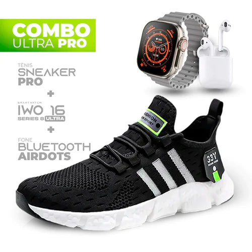 (ÚLTIMO DIA) Tênis SneakerPro + IWO Series 8 Ultra + Fone AirDots Bluetooth - COMPRE 1 LEVE 3