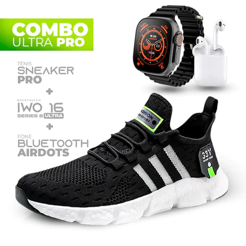 (ÚLTIMO DIA) Tênis SneakerPro + IWO Series 8 Ultra + Fone AirDots Bluetooth - COMPRE 1 LEVE 3