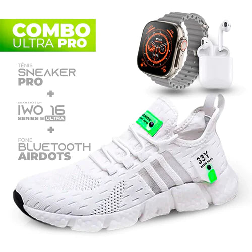 (ÚLTIMO DIA) Tênis SneakerPro + IWO Series 8 Ultra + Fone AirDots Bluetooth - COMPRE 1 LEVE 3