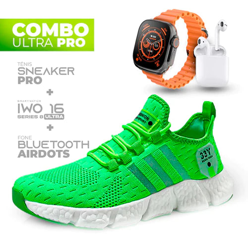 (ÚLTIMO DIA) Tênis SneakerPro + IWO Series 8 Ultra + Fone AirDots Bluetooth - COMPRE 1 LEVE 3