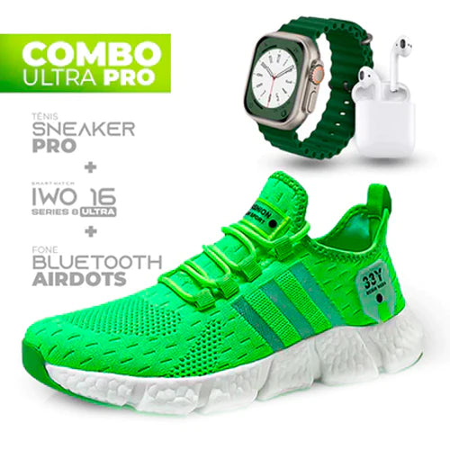 (ÚLTIMO DIA) Tênis SneakerPro + IWO Series 8 Ultra + Fone AirDots Bluetooth - COMPRE 1 LEVE 3