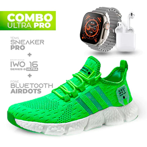 (ÚLTIMO DIA) Tênis SneakerPro + IWO Series 8 Ultra + Fone AirDots Bluetooth - COMPRE 1 LEVE 3
